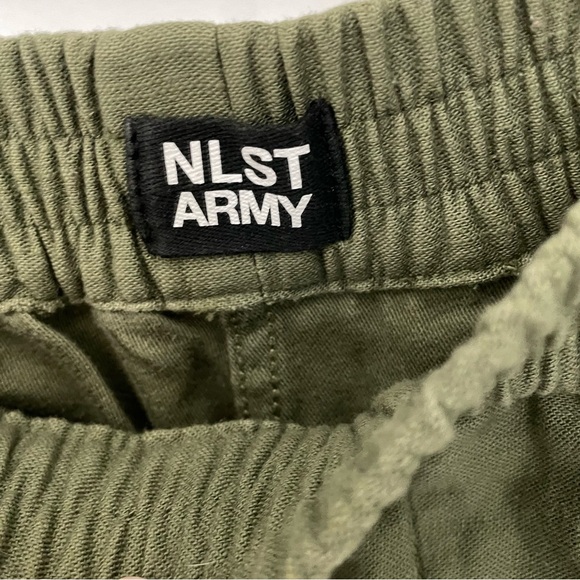 NLST Army Flap Pocket Utility Jogger Pants Green Military Casual.  L13 - Picture 4 of 8